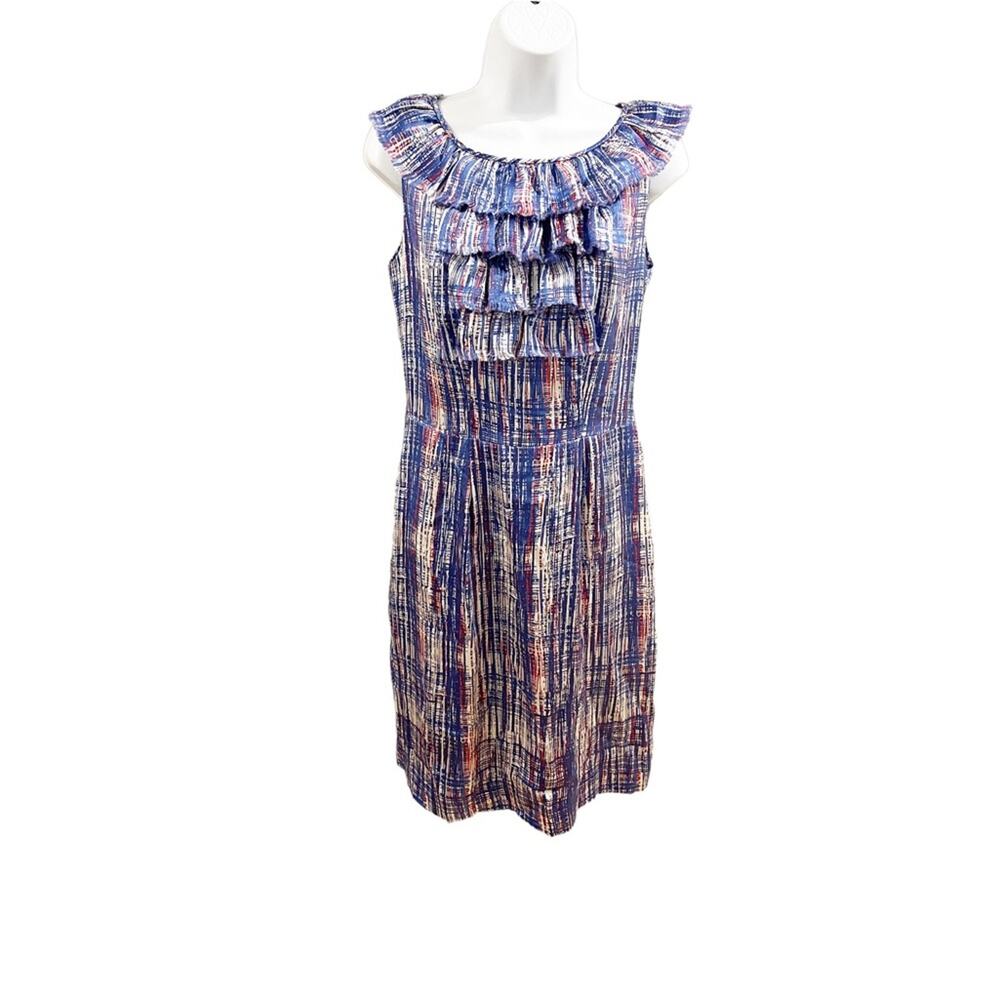 Kate Spade Silk Knee Length Dress Ruffle Front Sheath Dress Size 6